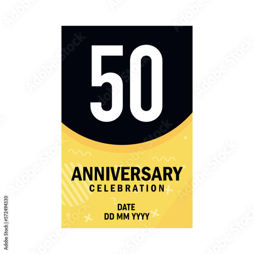 50 years anniversary invitation card design, modern design elements, white background vector design
