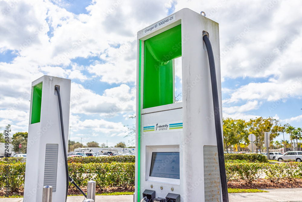 Naples, USA March 1, 2022 Electrify America EV electric vehicle