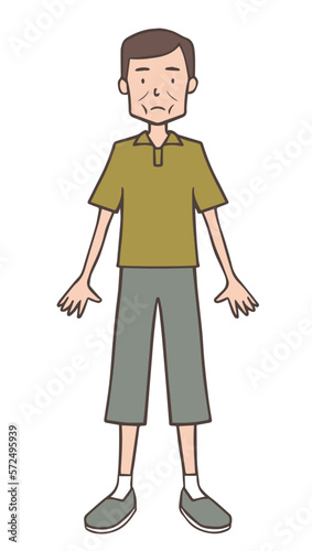 痩せている中年男性、おじさん