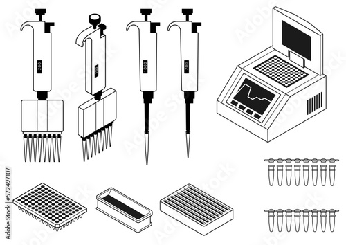 PCR実験器具アイコンセット