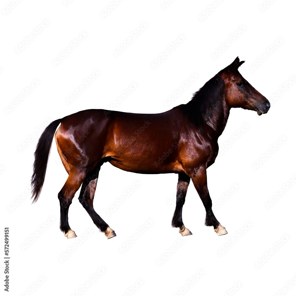 Brown Horse on a White Background Created with Generative AI and Other Techniques