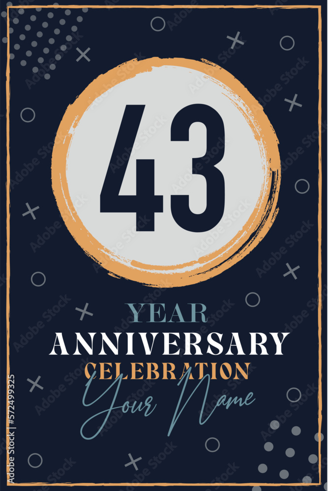 43 years anniversary invitation card. celebration template modern design elements dark blue background - vector illustration 43 years anniversary invitation card. celebration template modern design elements dark blue background - vector illustration