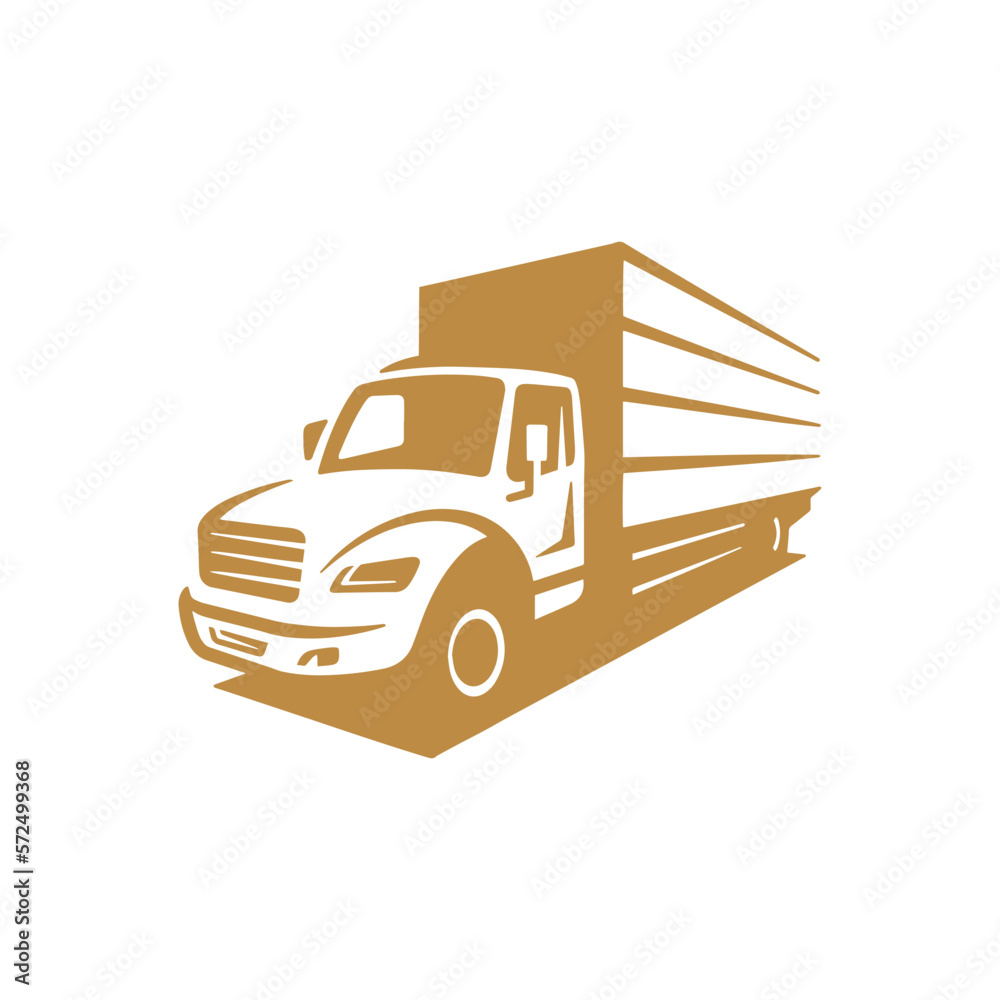 Freight truck line art illustration. Box truck vector icon Stock Vector