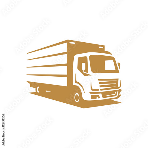 Freight truck line art illustration. Box truck vector icon