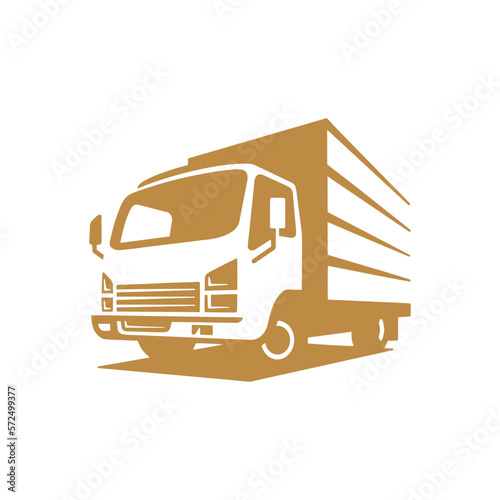 Freight truck line art illustration. Box truck vector icon