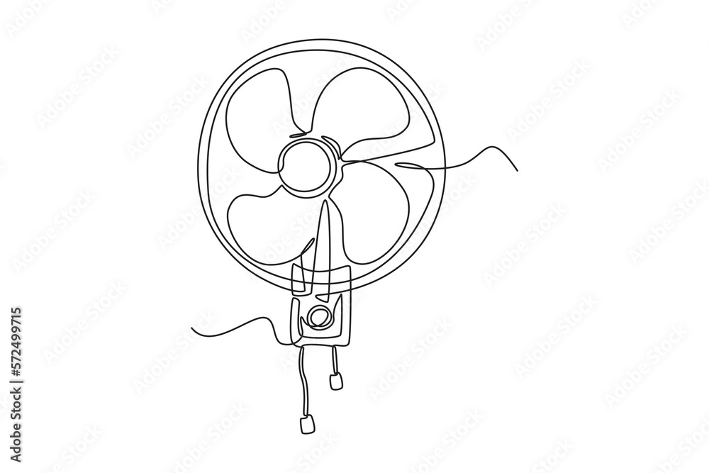Obraz premium Single one line drawing wall fan. Electricity home appliance concept. Continuous line draw design graphic vector illustration.
