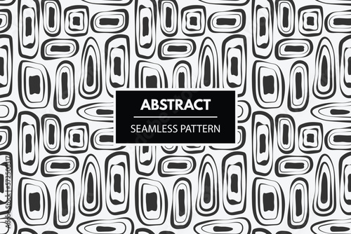 Abstract black vector shapes seamless repeat swatch pattern white background