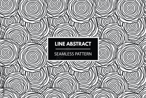 Round line black shapes floral style seamless repeat vector swatch pattern