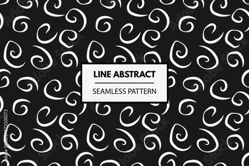 Swirl white lines abstract seamless repeat vector swatch pattern black background