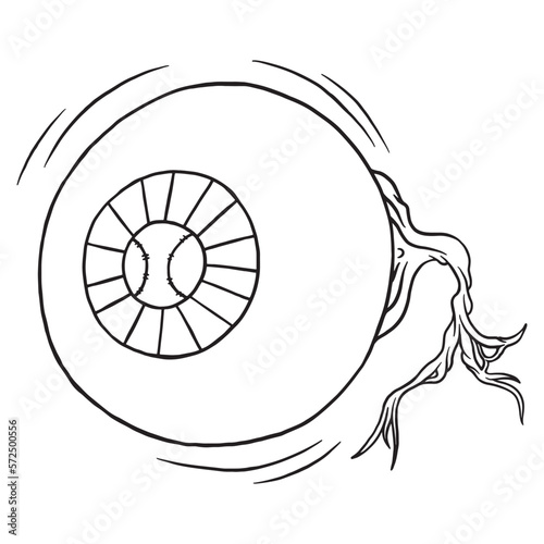coloring illustration of baseball eye