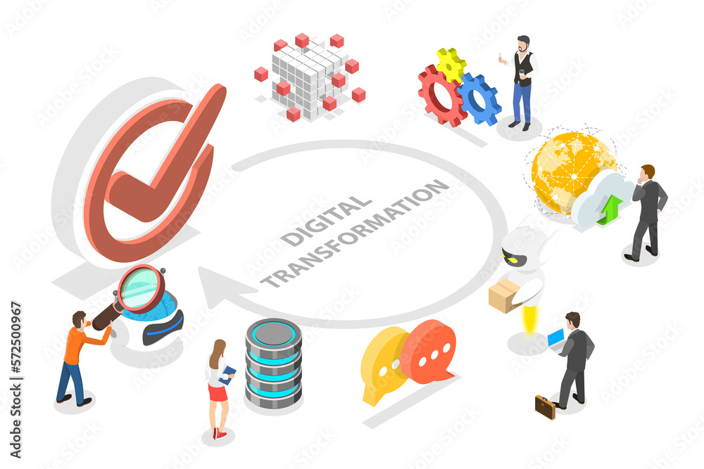 3D Isometric Flat Conceptual Illustration of Digital Transformation 3D Isometric Flat Conceptual Illustration of Digital Transformation