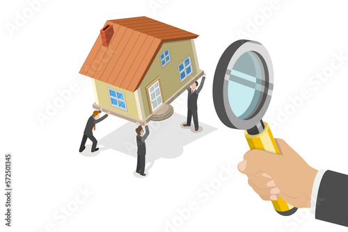 Photography 3D Isometric Flat  Conceptual Illustration of House Inspection