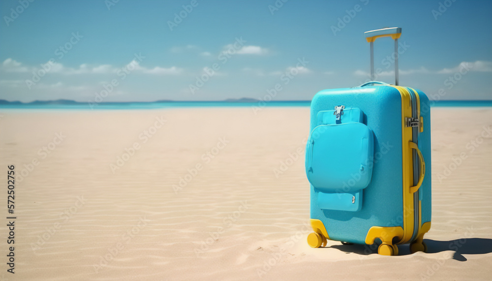 A blue suitcase ready for a day in the sun A blue suitcase ready for a day in the sun