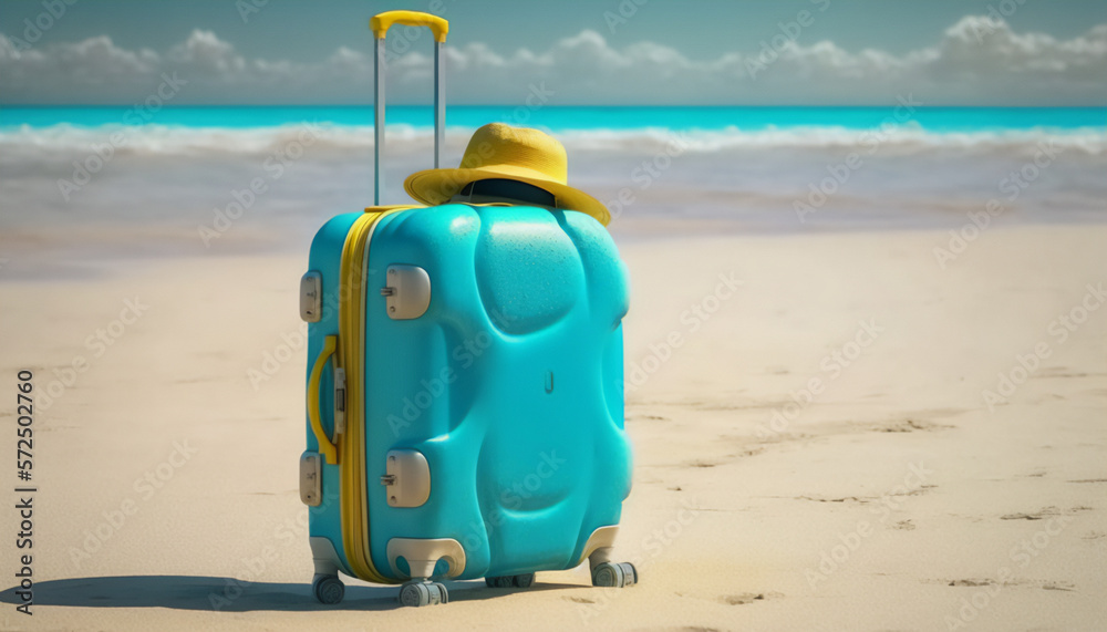 A blue suitcase ready to be filled with sea treasures