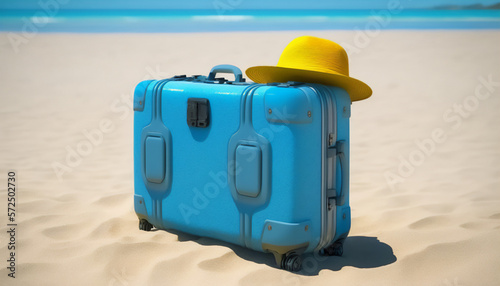 A beach day must-have - a blue suitcase for all your essentials