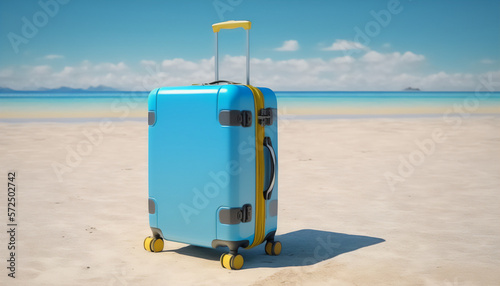 A beachgoer s companion - a blue suitcase holding their essentials