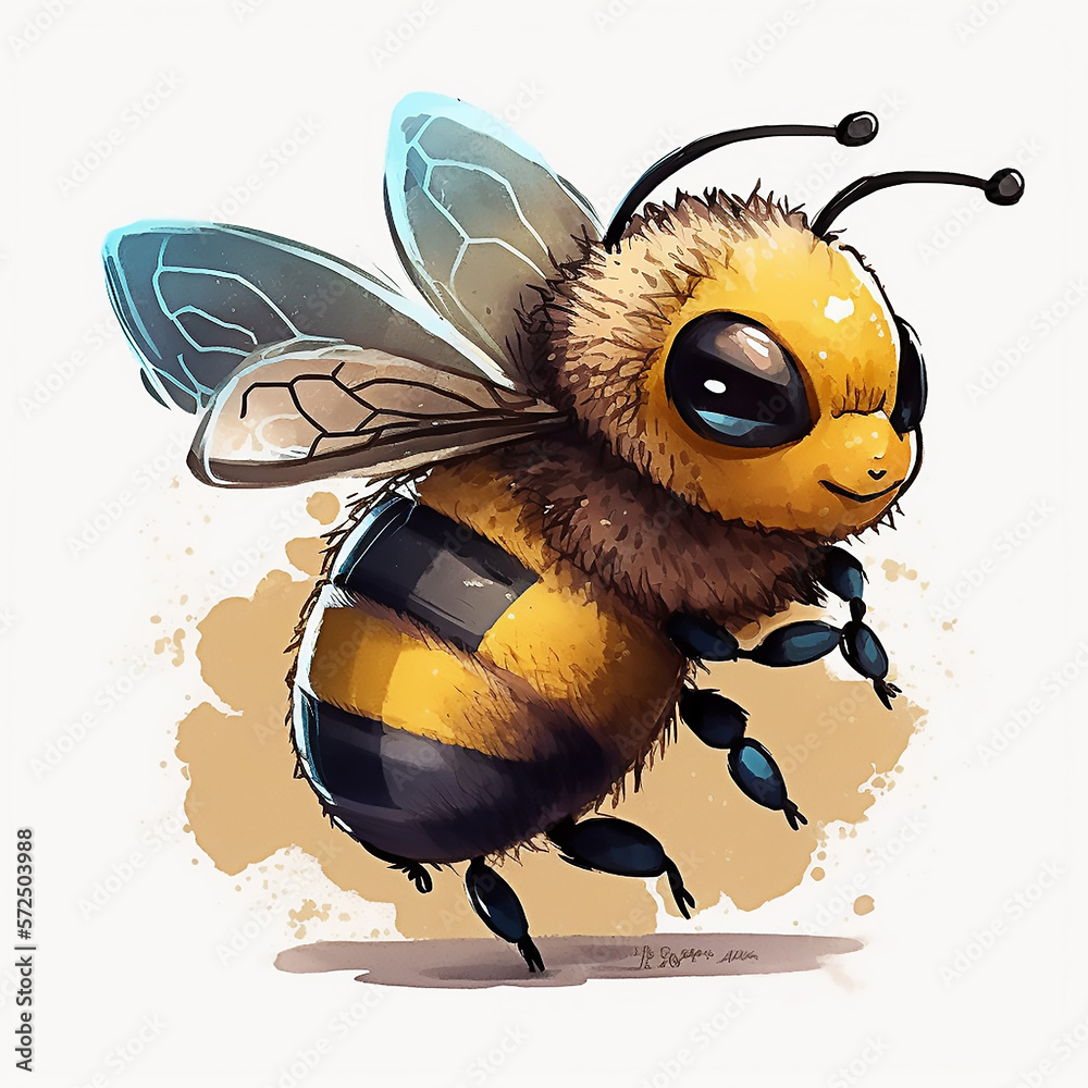 Cute Bee Kawaii - Generative art Stock Illustration | Adobe Stock