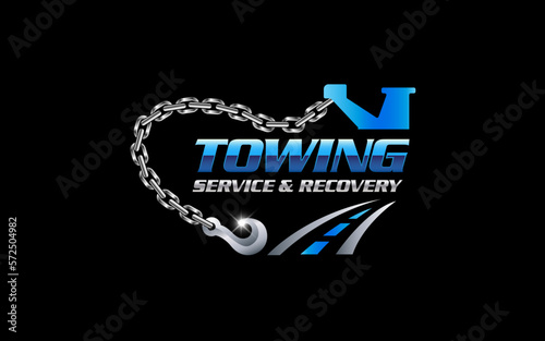 Illustration vector graphic of towing truck service logo design suitable for the automotive company