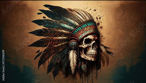 indian chief skull, Generative A photo