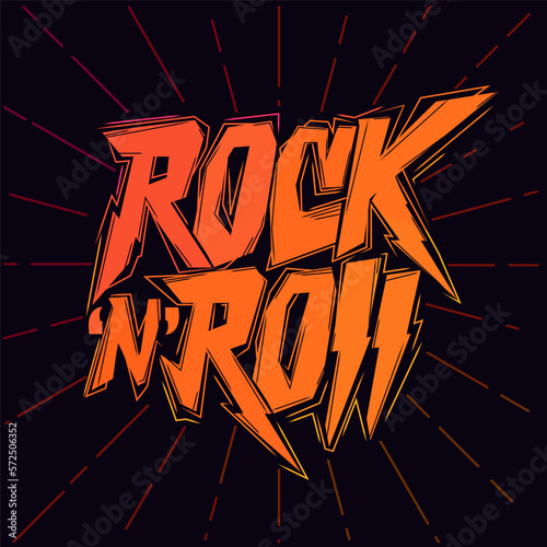 Rock lettering, poster or t-shirt design, vector