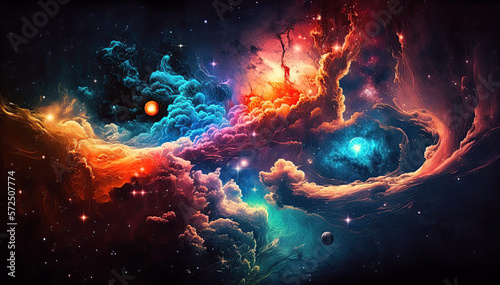 background of cosmic sky with stars, constellations, galaxies and nebulae. Generative AI