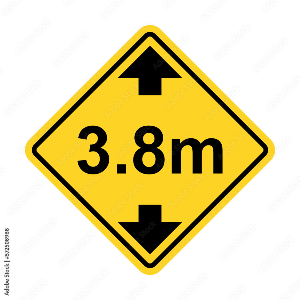 Height restriction limit 3.8 meter warning sign icon vector for graphic design, logo, website, social media, mobile app, UI illustration Height restriction limit 3.8 meter warning sign icon vector for graphic design, logo, website, social media, mobile app, UI illustration