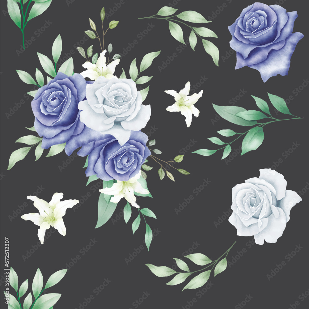 Seamless Pattern Floral Rose watercolor