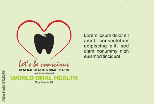 General and oral health are interrelated.  world oral health day  banner design. Poster, banner for dental clinic. tooth icon in heart icon. Editable vector, blank to add text. eps 10.