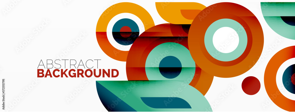 Abstract round shapes background. Minimalist decoration. Geometric background with circles and rings