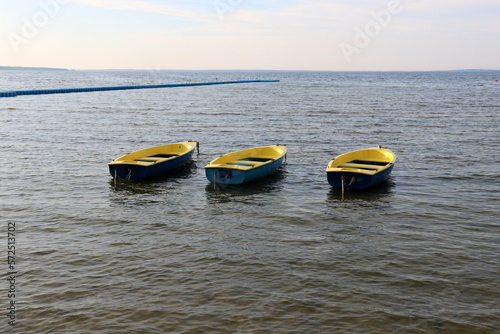 Rowing boat on the shore of Lake Naroch. photo