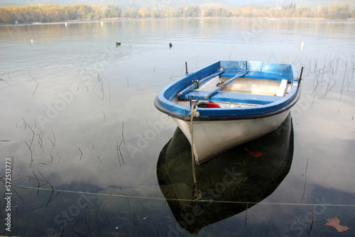 Rowing boat on the shore of Lake Naroch. photo