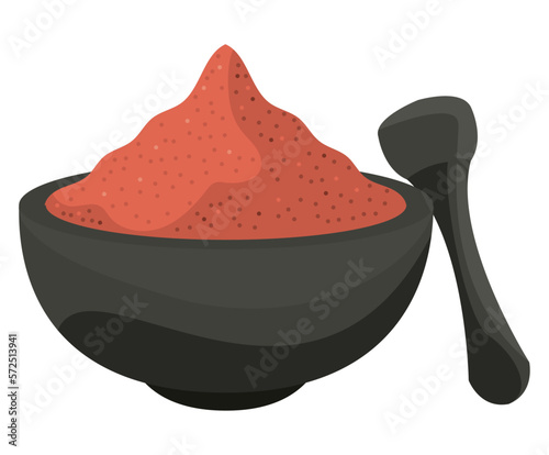 chilli powder in mortar stone