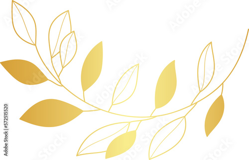 Luxury golden wedding floral leaf branch