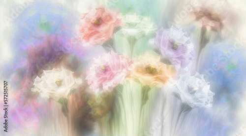 background with painted flowers in pastel colors. Generative AI