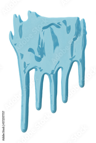 Light blue color with pigment flowing down. Isolated on transparent background.