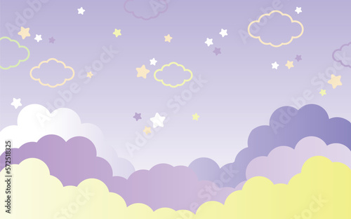 ゆめかわな雲と星の背景
