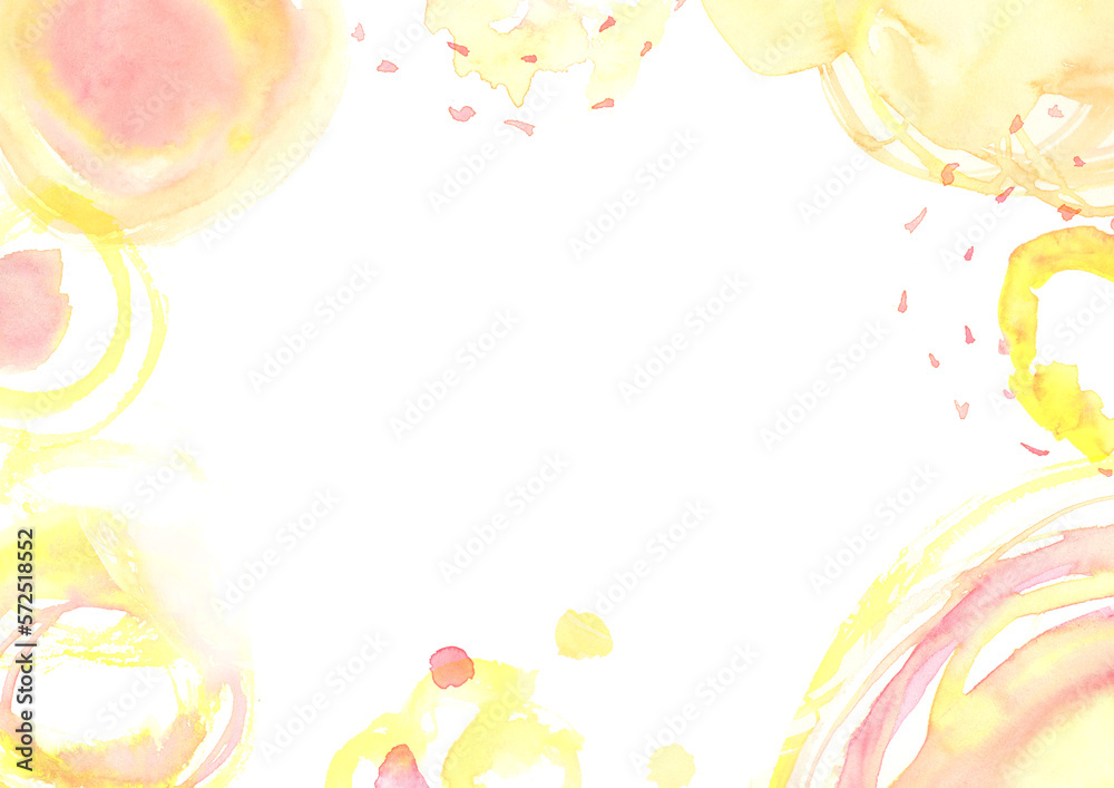 黄色とピンクの抽象的な水彩テクスチャのフレーム