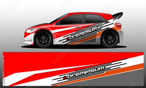 car livery design vector. Graphic abstract stripe racing background designs for wrap