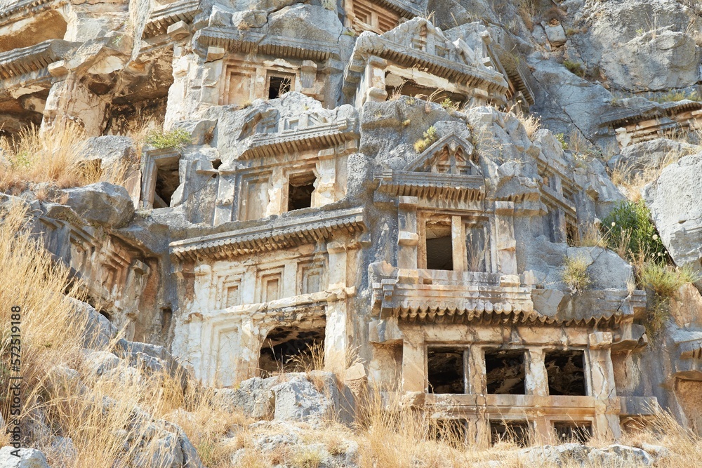 The Unique Carved Lycian Tombs of Demre, Antalya Province, Turkey