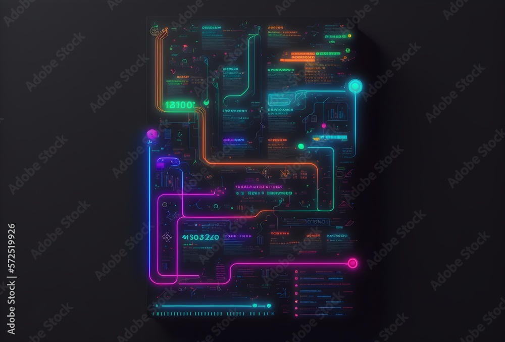 Data visualization. Neon and minimal computer technology design Data visualization. Neon and minimal computer technology design