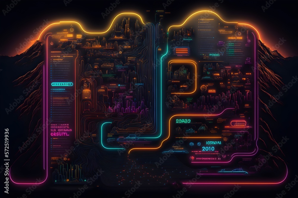 Obraz premium Data visualization. Neon and minimal computer technology design
