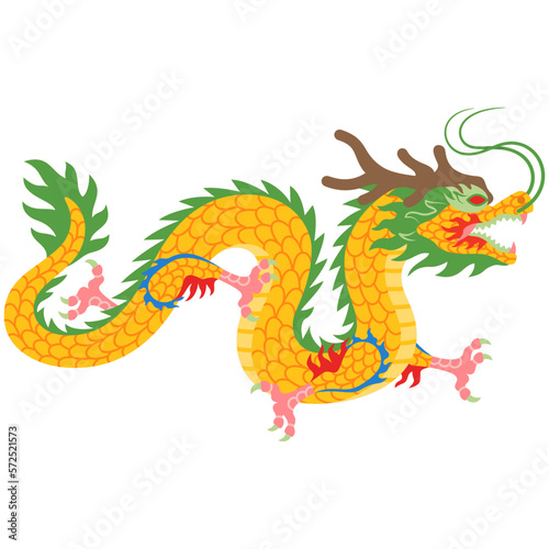 Flying or soaring like a dragon. The colorful dragon dance heralds the spring celebration or the Chinese New Year.