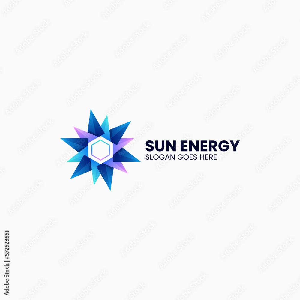 Vector Logo Illustration Sun Energy Gradient Colorful Style.
