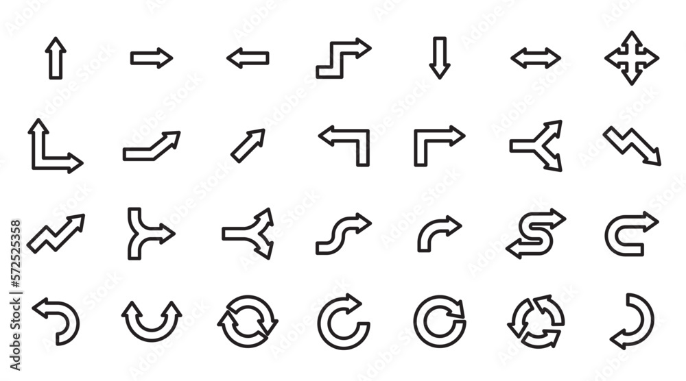 Set of arrow outline icons 