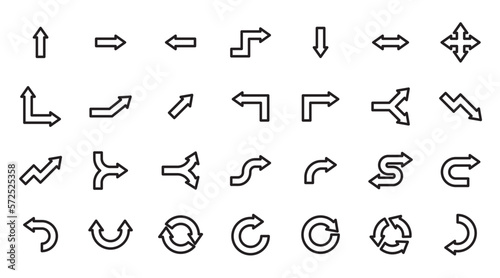 Set of arrow outline icons 