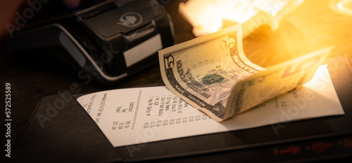 Itemized Restaurant Bill with Tip photo