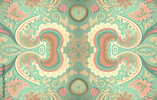 Paisley seamless pattern pastel tone. Abstract traditional folk antique ethnic tribal graphic paisley line. Texture textile fabric patterns vector illustration. Ornate elegant luxury vintage retro sty