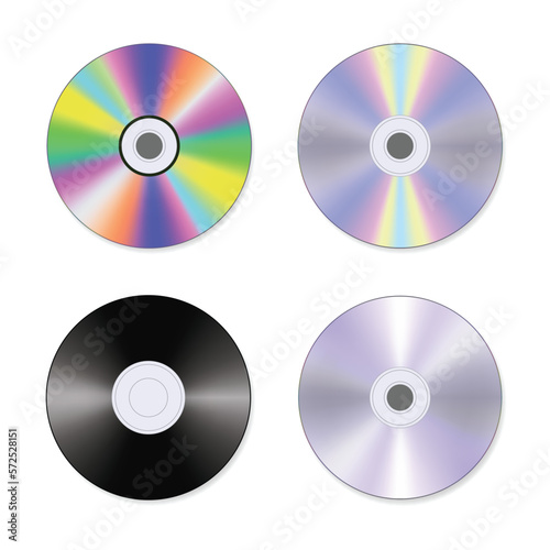 3d realistic compact disk set isolated on a white background, cd design template for mockup, compact disk icons vector set.