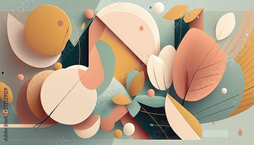 Designer Background with Overlapping shapes and Soft color palette with Geometric Shapes in Bold Colors - Modern Wallpaper Template with Vibrant Hues and Polygonal Pattern (generative AI)