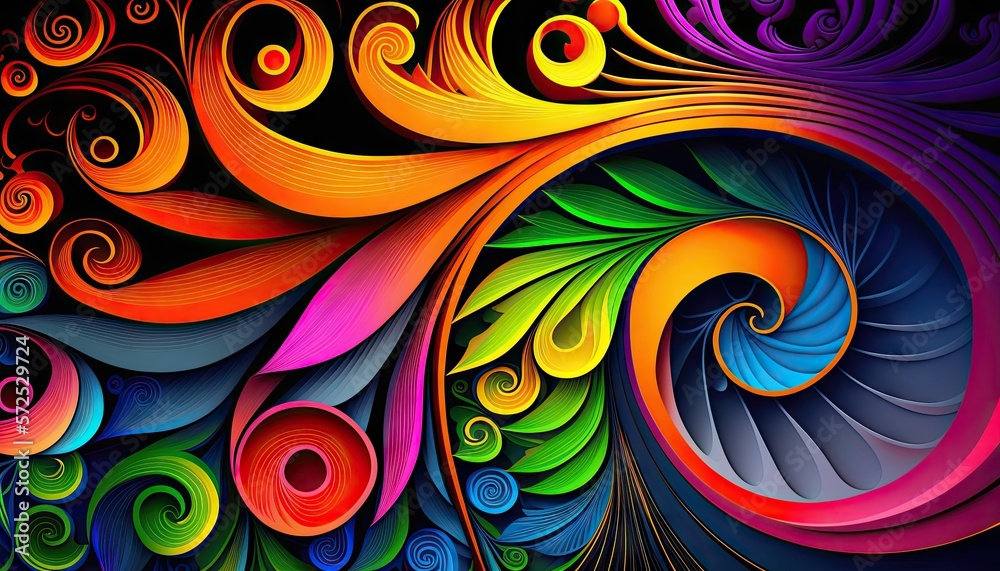 Designer Background with Swirl designs and Vibrant color palette with Geometric Shapes in Bold Colors - Modern Wallpaper Template with Vibrant Hues and Polygonal Pattern (generative AI)